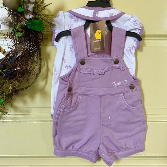 Carhartt Other - ⚡️NEW Carhartt 3pc spring bunnies shortall set 6M